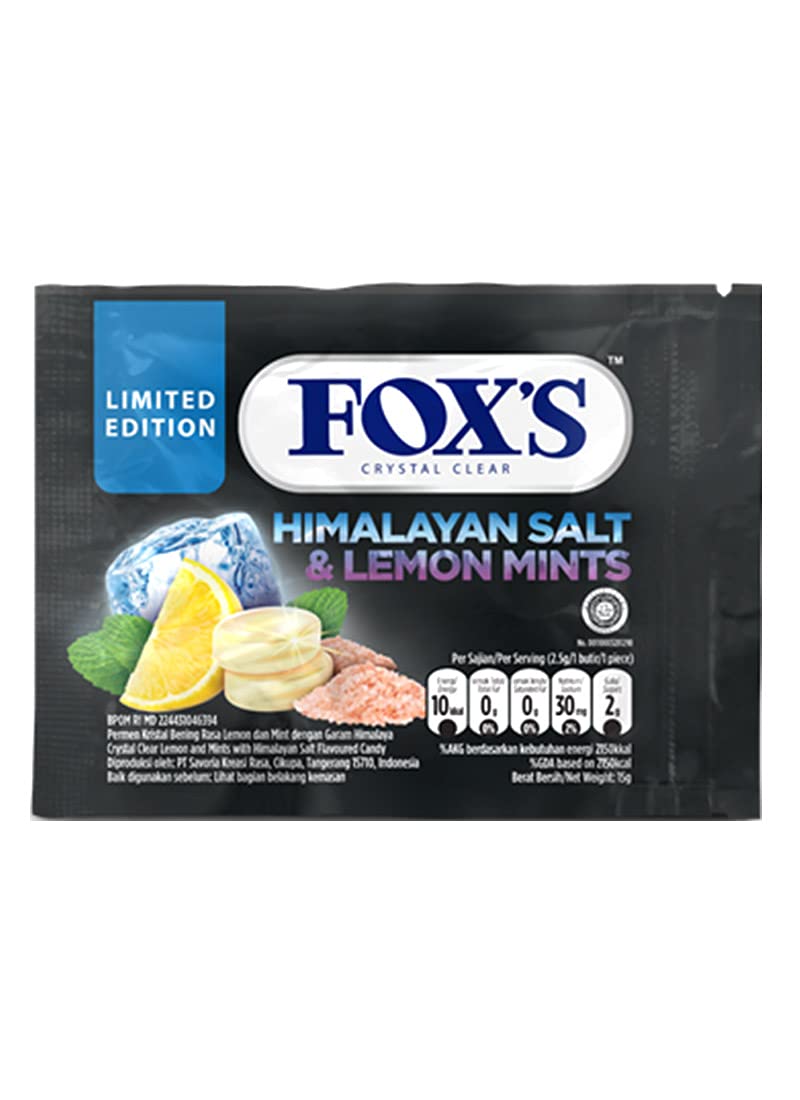 Fox's Crystal Clear Himalayan Salt & Lemon Mints Flavoured Candy (Pack Of 2), 15g Each