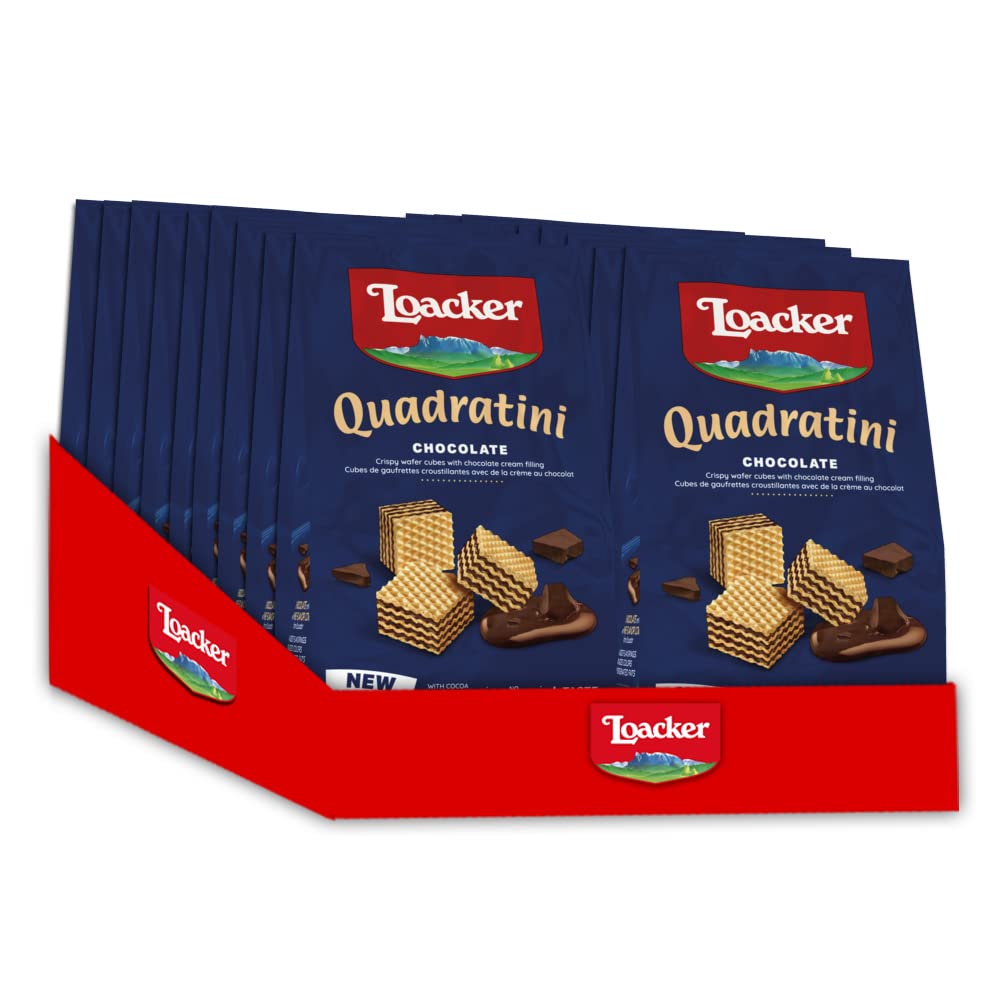 Loacker Quadratini Chocolate Bite Size Wafer Cookies,125 GMS (Pack of 18)