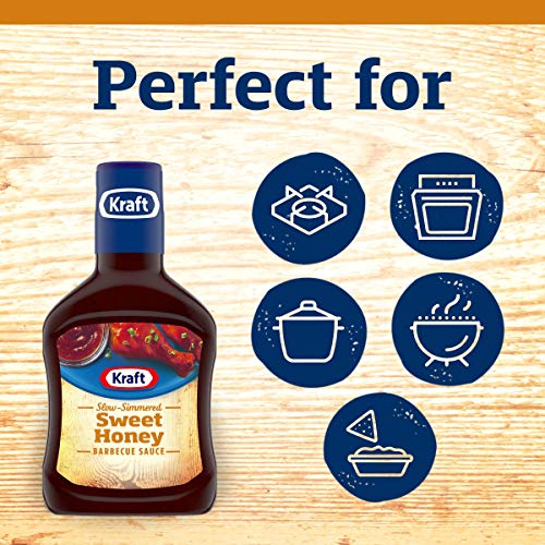 Kraft Slow-Simmered Sweet Honey Barbecue Sauce, 18 oz / 510 g, Blue & White - "Sweet Honey BBQ!"