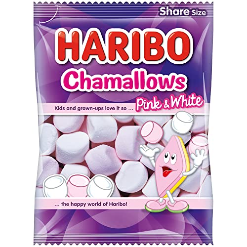 HARIBO Chamallows Share Size, 140 g, Purple & White - Soft purple and white marshmallows for sharing.