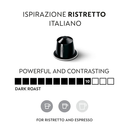 Nespresso Ristretto 20 Counts Roasted Ground Coffee Capsules, 57g Stick (Pack of 2) - "Ristretto Roasted Capsules - 20 Counts of Bold Ground Coffee!"