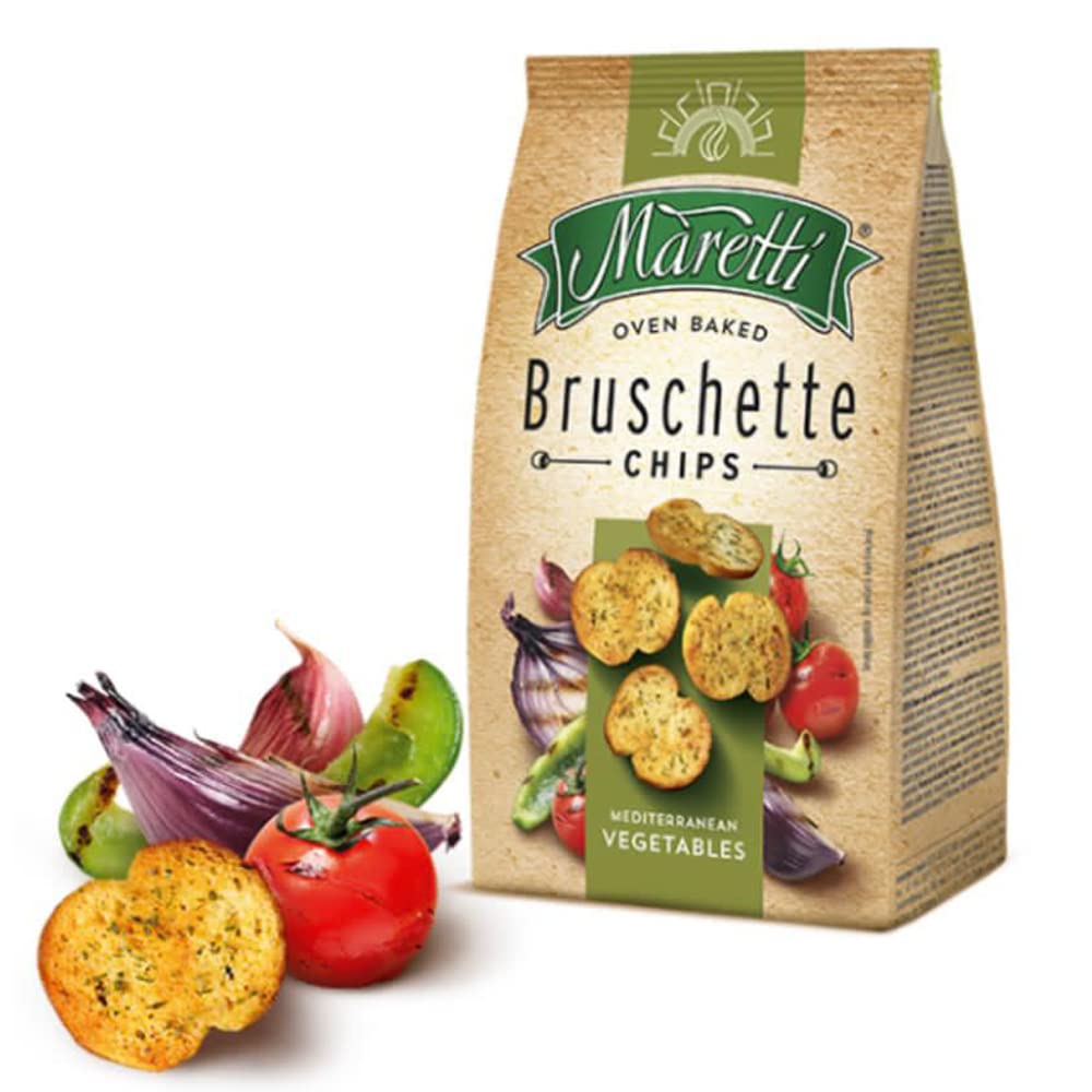 Maretti Oven Baked Bruschette Mediterranean Vegetables Chips, 70 grams - "Mediterranean Vegetable Bruschette Chips!"