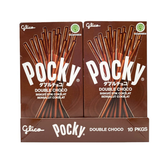 Pocky Double Chocolate Biscuit Stick Coated With Chocolate Flavour, Brown, 47 Gram, 10 Pack - "Choco-packed Pocky!"