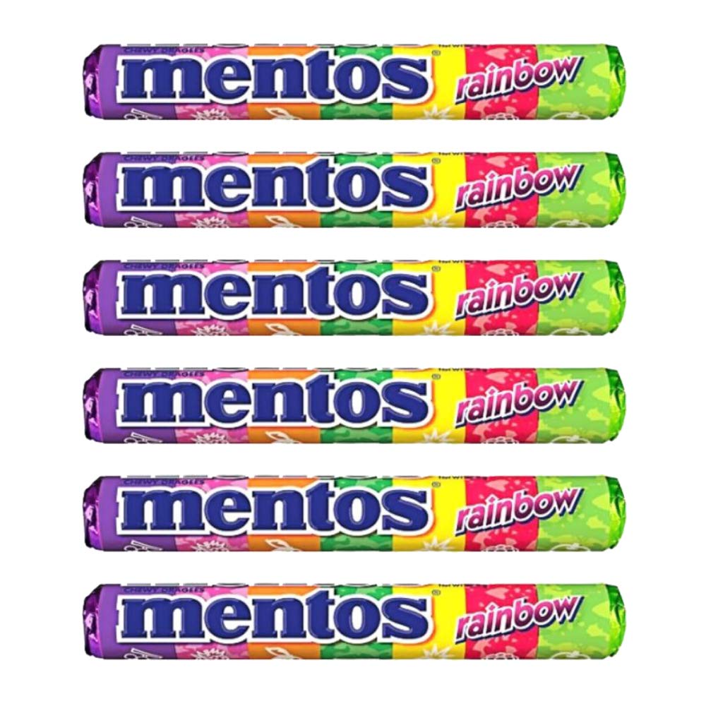 Mentos Rainbow Chewy Dragees Pack of: 6, x 29 g - "Rainbow Chewy Dragees Six Pack!"