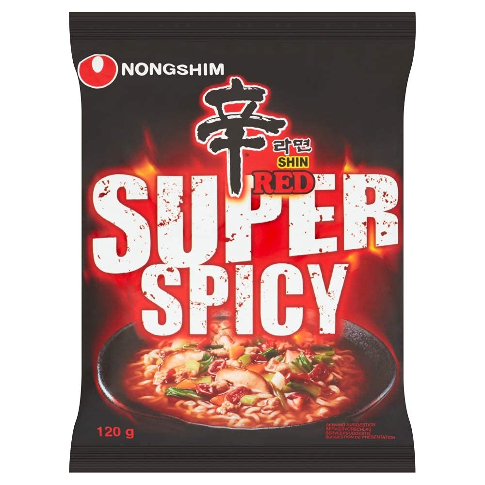 Nongshim Red Super Spicy Noodles 120gm*6Pack (Pack of 6) (Imported) - "Nongshim Red Super Spicy - 6 Pack, 120g Each of Fiery Noodles!"