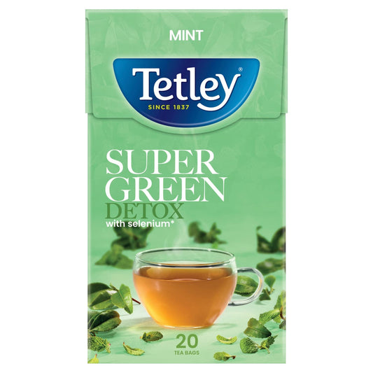 Tetley Super Detox with Selenium Green Tea with Mint 20 Bags