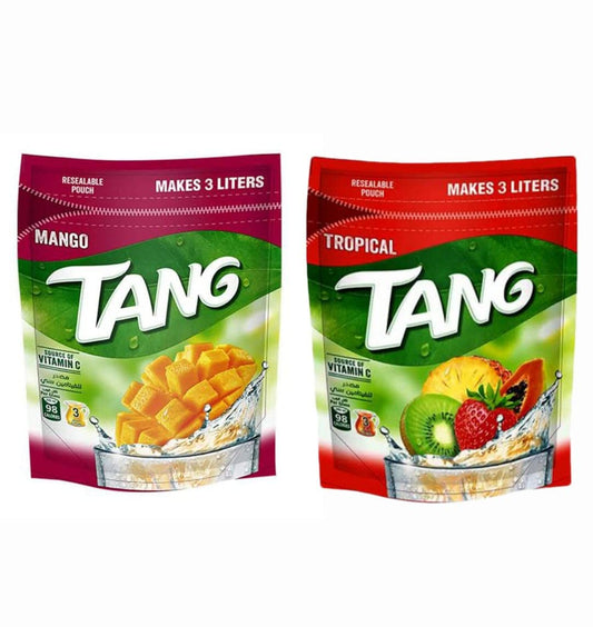 Tang Mango & Tropical imported Drink powder Resealable Pouch, 375g Each (Combo Pack)