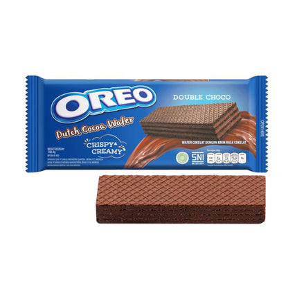 Oreo Crispy & Creamy Double Choco Dutch Cocoa Wafer, Bule & Brown, Small - 140 Gm - "Double chocolate delight!"