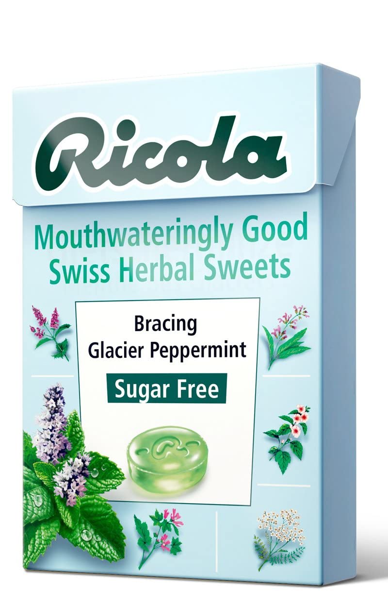 Ricola Bracing Glacier Peppermint Pack of 2 Pouch, 2 x 45 g - Double Peppermint!