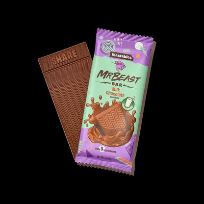 Feastables MrBeast Milk Chocolate Bars - Made with Grass-Fed Milk Chocolate and Organic Cocoa. Only 5 Ingredients 60g - Grass-fed chocolate goodness!