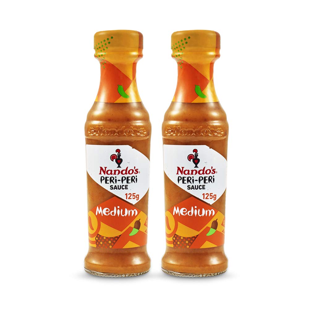 Nando's Peri Peri Chilli Sauce - Medium, 125g, Pack of 2, Product of The Netherlands - "Medium Peri Peri Twin Pack!"