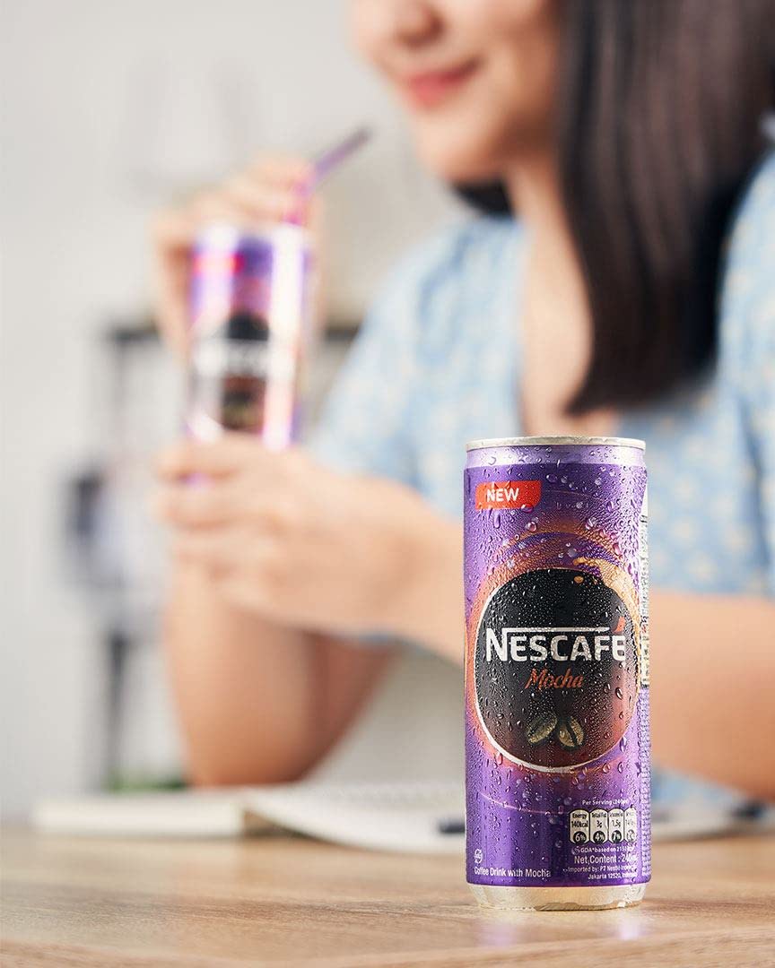 Nescafe Mocha Low Fat Milk Coffee Drink, 240 ml, 4 Pack, Purple - "Low Fat Mocha - Four Pack of Rich Coffee Drink!"