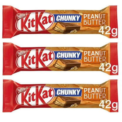 Nestle Kitkat Chunky Peanut Butter Delicious 42g Pack Of 3 (U.K) - "KitKat Chunky Peanut Butter - 42g Pack of 3, Deliciously Nutty UK Treats!"