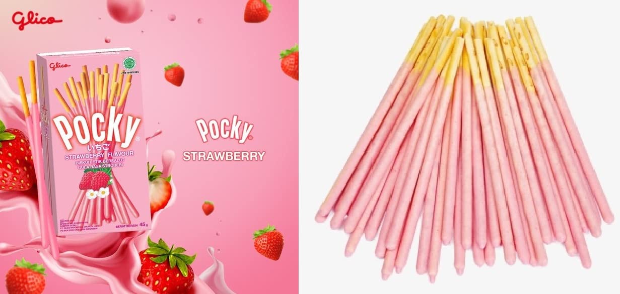 Pocky Strawberry Flavour Tasty Strawberry Crunchy Biscuits Lets Have Fun Together 12 Sachets 132g (Imported) Party Box - "Strawberry fun for all!"