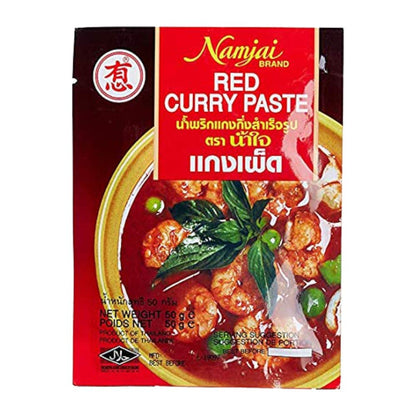 Namjai Red Curry + Green Curry Paste, 4 x 50 g - "Curry Duo Delight Pack!"