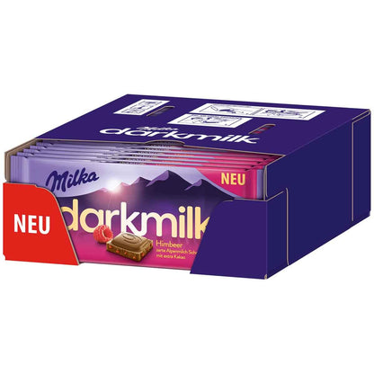 Milka Dark Milk Himbeer (Raspberry) Chocolate Bar, 85g - "Dark Raspberry Fun!"