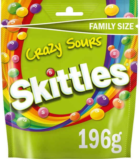 Skittles Crazy Sour Flavoured Candy, 196 Grams, Mixed-Fruit