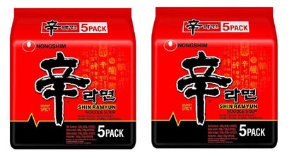 Nongshim Shin Ramyun Instant Vegetarian Noodles 120Gm*10Pack (5Pack X 2 Combo) (Imported) - "Nongshim Shin Ramyun Vegetarian - 10 Pack, 120g Each of Spicy Veggie Noodles!"