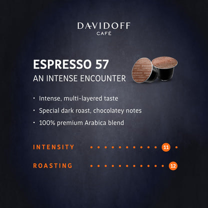 Davidoff Elegance Espresso 57 Gentle Roast Coffee Pods, 55g, Pack of 10 - Elegant excellence!