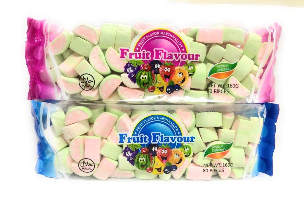 FRUIT FLAVOUR Marshmallow Watermelon Shape (Pack of 2) (160g*2) - Double the watermelon-shaped marshmallows! Savor the juicy sweetness and delightful chew in every piece!