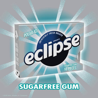 Eclipse Sugar Free Gum Polar Ice 18 Piece Packages (Pack of 8) - Polar ice coolness!