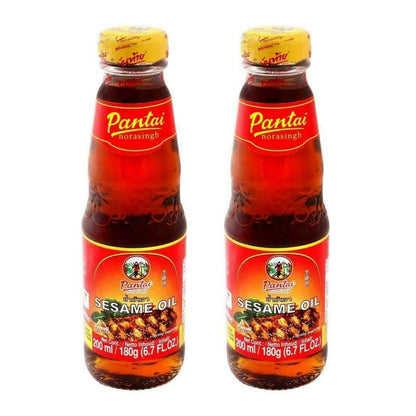 Pantai Norasingh Sesame Oil (200ml) (2 Pack) | Thai Cuisine | with Sesame Oil & Soybean Oil | for Meat, Poultry, Vegetables & Noodles | Vegetarian - "Sesame oil perfection!"