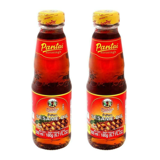 Pantai Norasingh Sesame Oil (200ml) (2 Pack) | Thai Cuisine | with Sesame Oil & Soybean Oil | for Meat, Poultry, Vegetables & Noodles | Vegetarian - "Sesame oil perfection!"