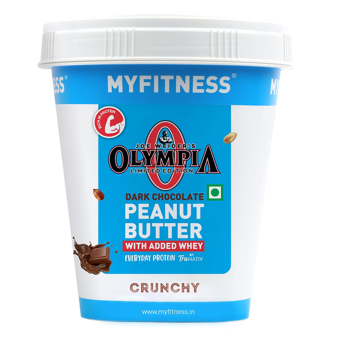 MYFITNESS High Protein Dark Chocolate Peanut Butter Crunchy 510g | With Added Whey | 25g Protein for Muscle Building | Tasty Nut Butter Spread | Gluten Free | Zero Trans Fat | Crunchy Peanut Butter