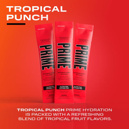 Prime Hydration Sticks Drink Tropical Punch Zero Added Sugar 59.46G, Pack Of 1 - Tropical punch hydration on the go!