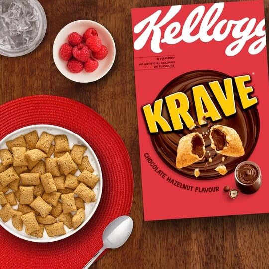 Kellogg's Krave Chocolate Hazelnut Cereal - Irresistible Breakfast Bliss, 410g Pack - Dive into breakfast bliss with Kellogg's Krave Chocolate Hazelnut Cereal, 410g.