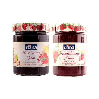 CANOE Dana Mixed Fruit Jam + Strawberry Jam, 340g, Pack of 1 Each, Product of Poland - Fruit & strawberry duo