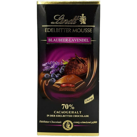 Lindt - Edelbitter Mousse 70% Dark Chocolate Blueberry Lavender Bar - 150g Imported (Austria)