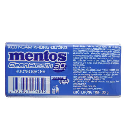 Mentos Menthol Clean Breath 30 Minutes Sugarfree Mints, 1.23 oz / 35 g - "Menthol Clean Breath Mints!"