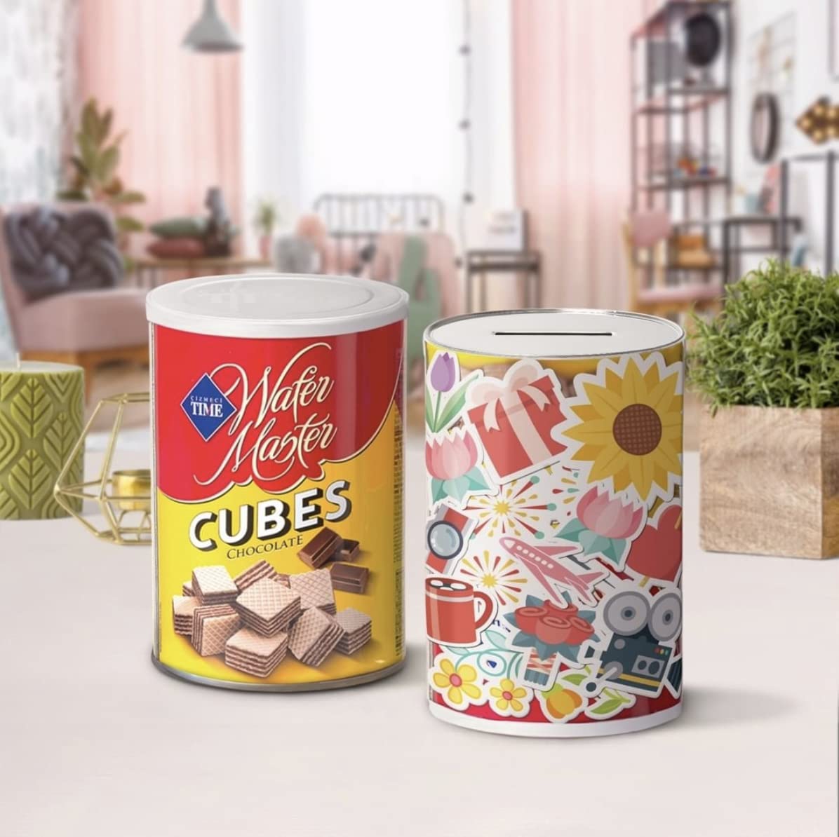 TIME Chocolate Wafer Master Cubes Tin, 220g - Chocolate wafer cubes