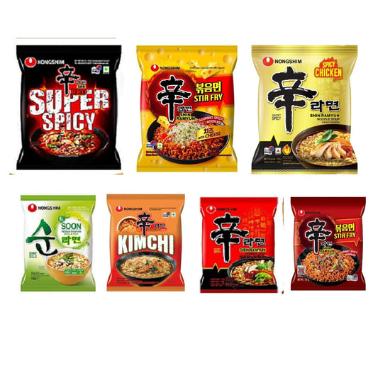 NOTTACIA Nongshim Shin Ramyun, Red Super Spicy,Stir Fry, Kimchi & Veggie Instant Noodles 120Gm*5Pack (Pack Of 5) (Imported), 120 Grams - "Ultimate spicy satisfaction!"