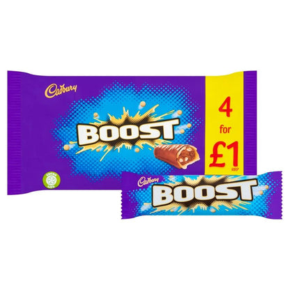 Cadbury Boost 4 Bars Milk Chocolate With Caramel & Biscuit 126g (Imported) - Boost your day