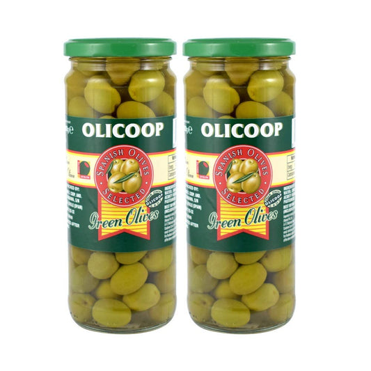 Olicoop Green Whole Olive, 450g, Pack of 2, Produced in Spain - "Whole olive perfection!"