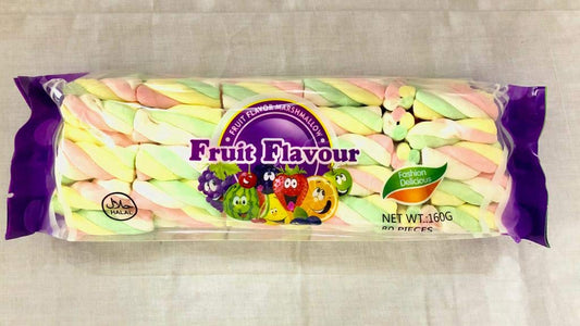 FRUIT FLAVOUR Marshmallow Twist 160g (80 Pieces) - Twisty, fruity marshmallows! Twirl your taste buds with delightful flavors in every bite!