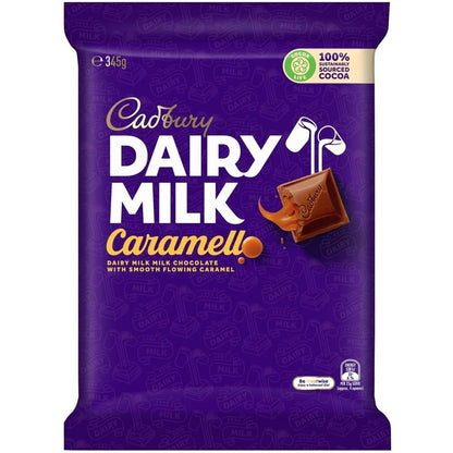 Cadbury Dairy Milk Caramel 345g - Irresistibly smooth milk chocolate filled with luxurious caramel indulgence