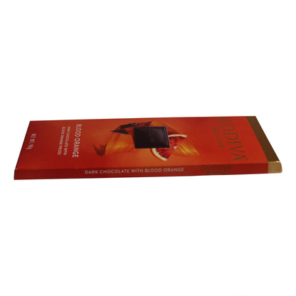 Godiva Blood Orange 90g - Enjoy the exquisite blend of rich dark chocolate and zesty blood orange in Godiva's decadent chocolate bar