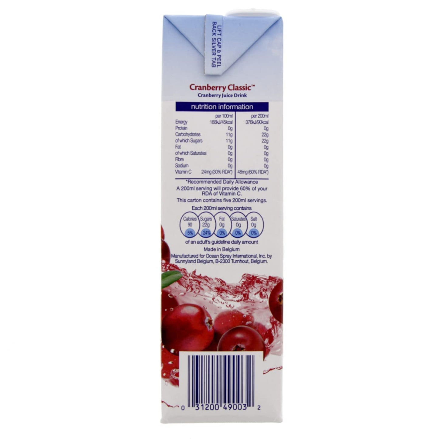 Ocean Spray Cranberry Classic Juice, 1Ltr - "Classic cranberry refreshment!"