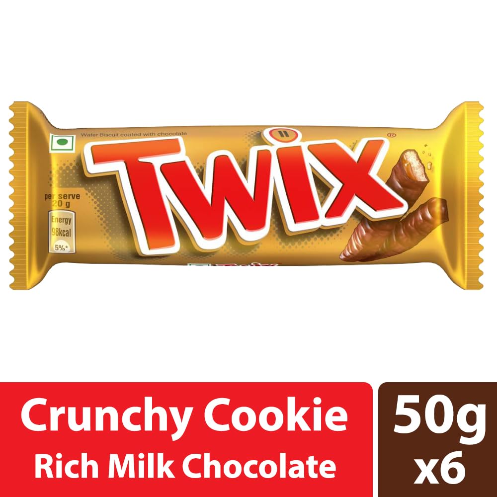 Twix Caramel Cookie Chocolates - 50gram Bar ( Pack of 6 )