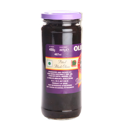 Olicoop Pitted Olive - Black, 450g Jar - "Convenient pitted olives!"