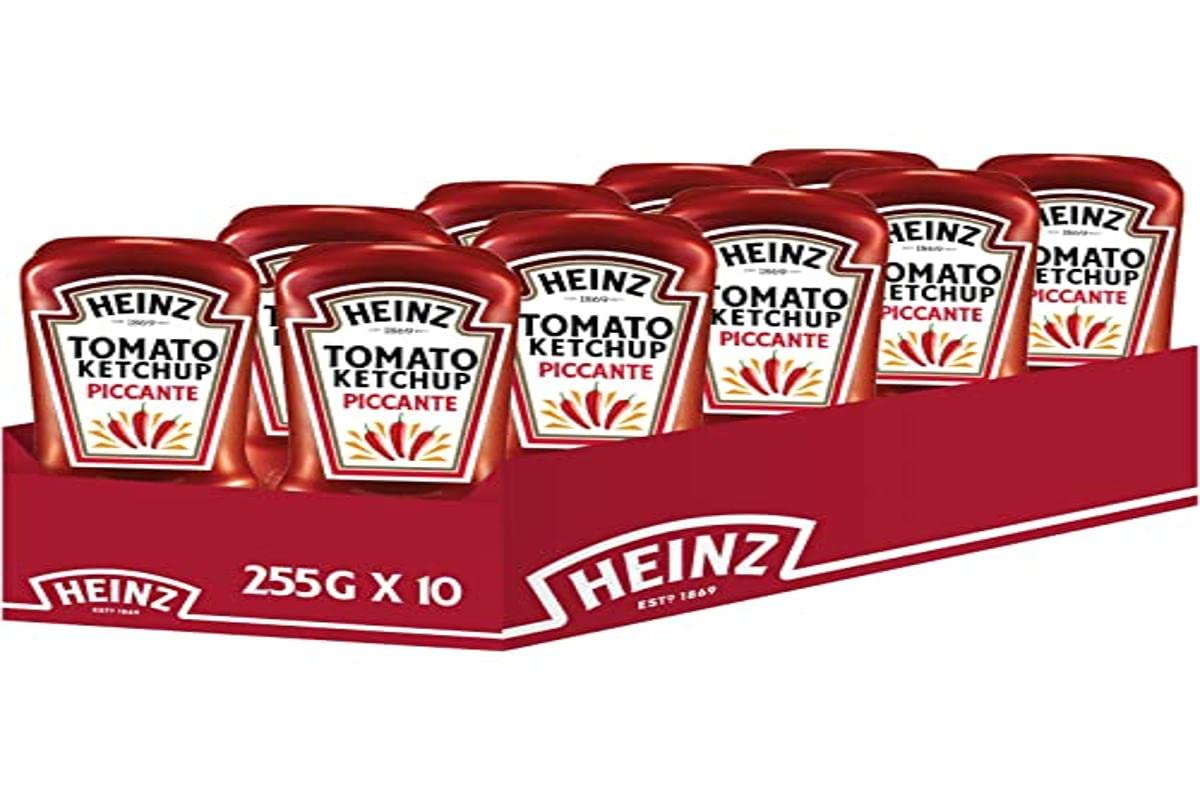 Heinz Fiery Chilli Ketchup, 10 x 225 g - Ten-pack of fiery chili flavored ketchup.