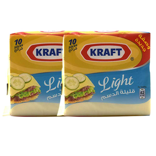 Kraft Light Cheese Slices, 10 Slices, 2 x 200 g - "Light and Tasty!"