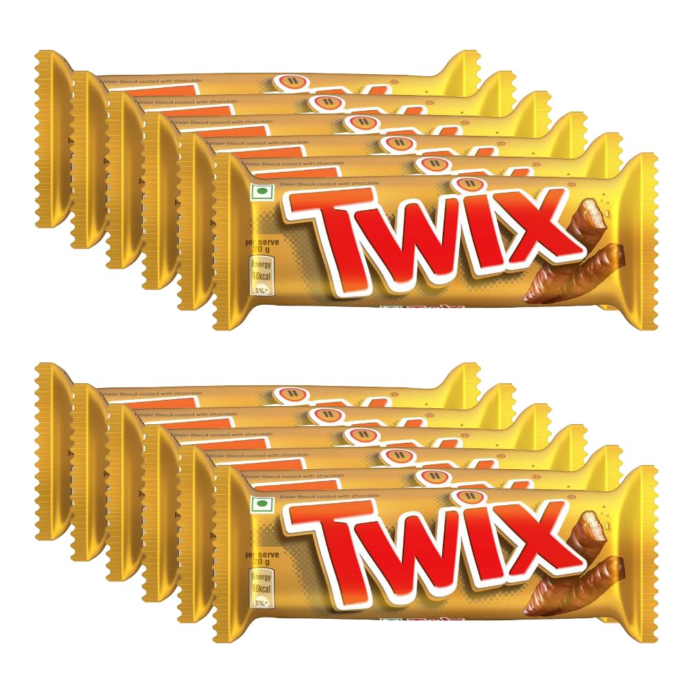 Twix Caramel Cookie Chocolate Bar 50 Grams Pack of 12