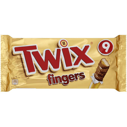 Twix Chocolate Biscuit Bars 9 Fingers Pack, 207g - Cloaked in delicious chocolate, every bite delivers the perfect, contrasting mix of gooey caramel and crunchy biscuit!