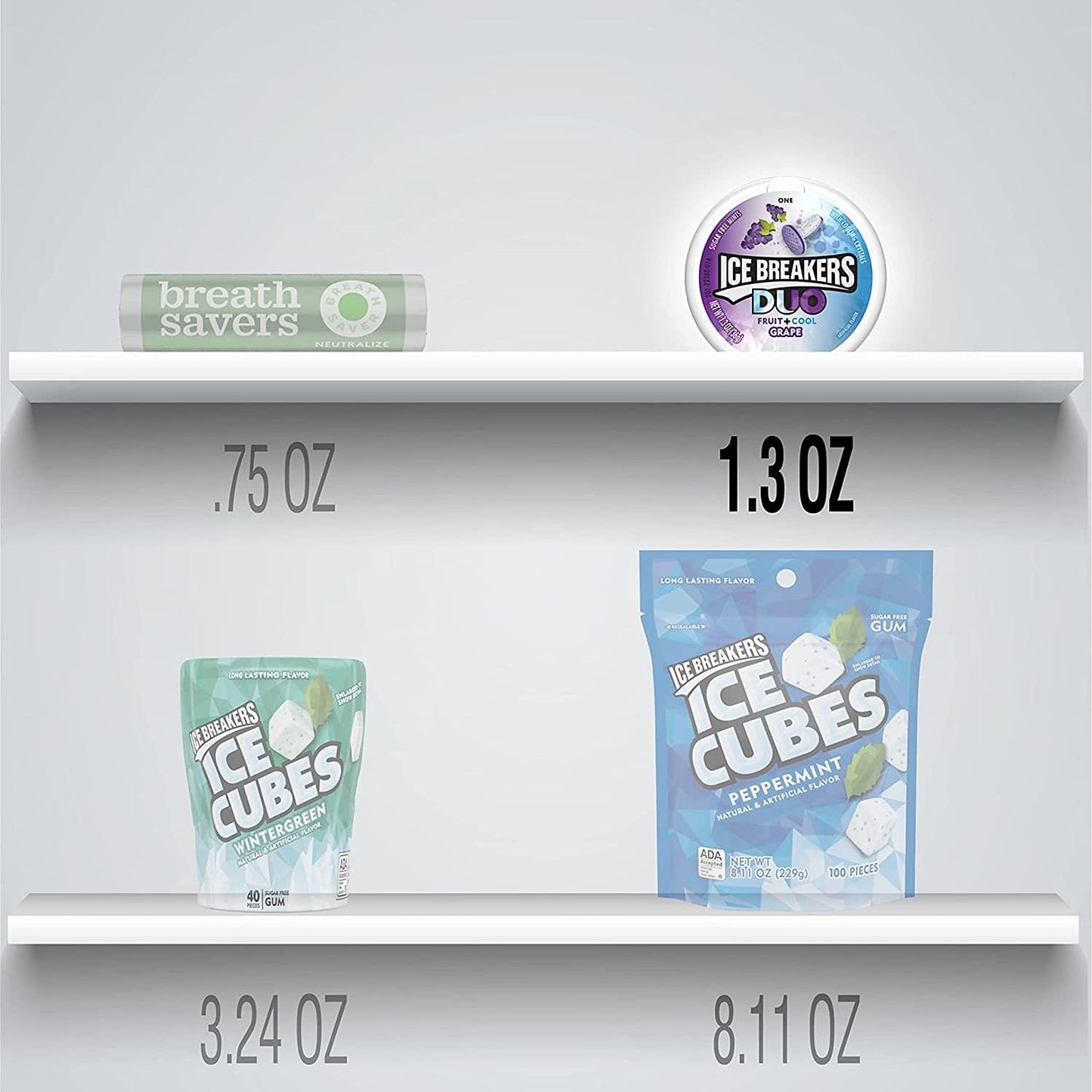 Ice Breakers Duo Fruit + Cool Mints Grape Sugar Free Mints, 1.48 oz ℮ 42 g - Sugar-free grape mints, fruity and cool, 42g.