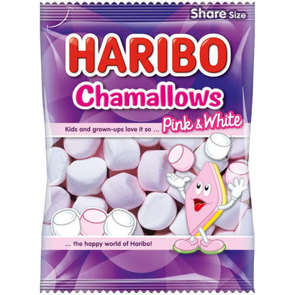 HARIBO Chamallows Share Size, 140 g, Purple & White - Soft purple and white marshmallows for sharing.