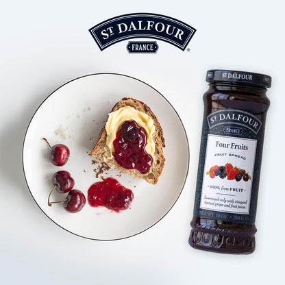 St Dalfour Four Fruits Fruit Spread 284 g (Pack of 2) | No Added Sugar | 100% from Fruit | No Added Preservatives, Colours, Flavors or Sweeteners | No Corn Syrup | Traditional French Recipe